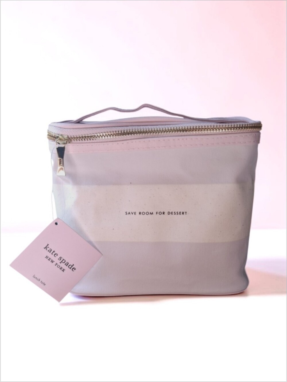 🆕️ Kate Spade New York Insulated Lunch Tote Lunch Cooler Blush Rugby Stripe
